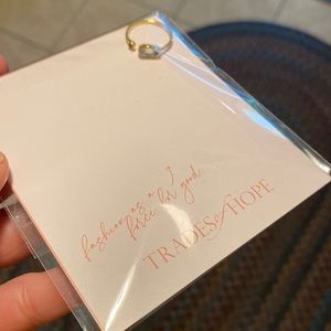 Gold Toned Adjustable Ring w Blue Jewels ring SweatshopFree FairTradeFederation